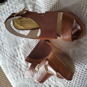 Michael Kors wedge beautiful brown sandals.
